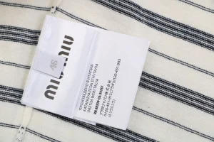 Miu Miu Striped Logo Long Sleeve Polo Shirt White Wash label