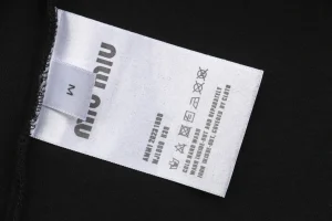 Miu Miu Tonal Beaded Logo Embroidered Sweatshirt Black Wash label