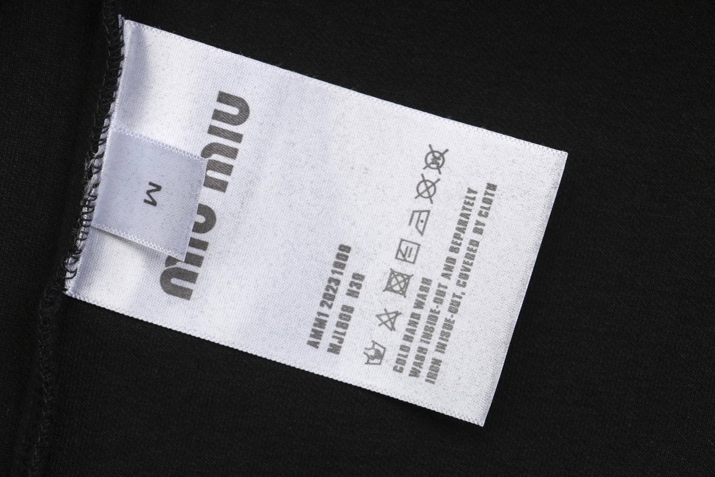 Miu Miu Tonal Beaded Logo Embroidered Sweatshirt Black Wash label