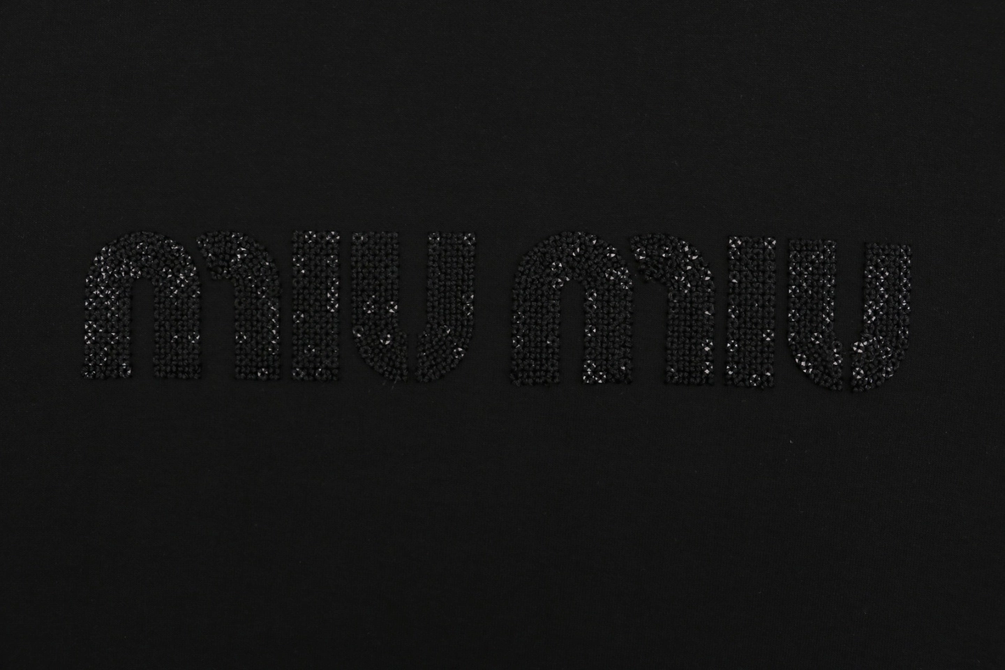 Miu Miu Tonal Beaded Logo Embroidered Sweatshirt Black