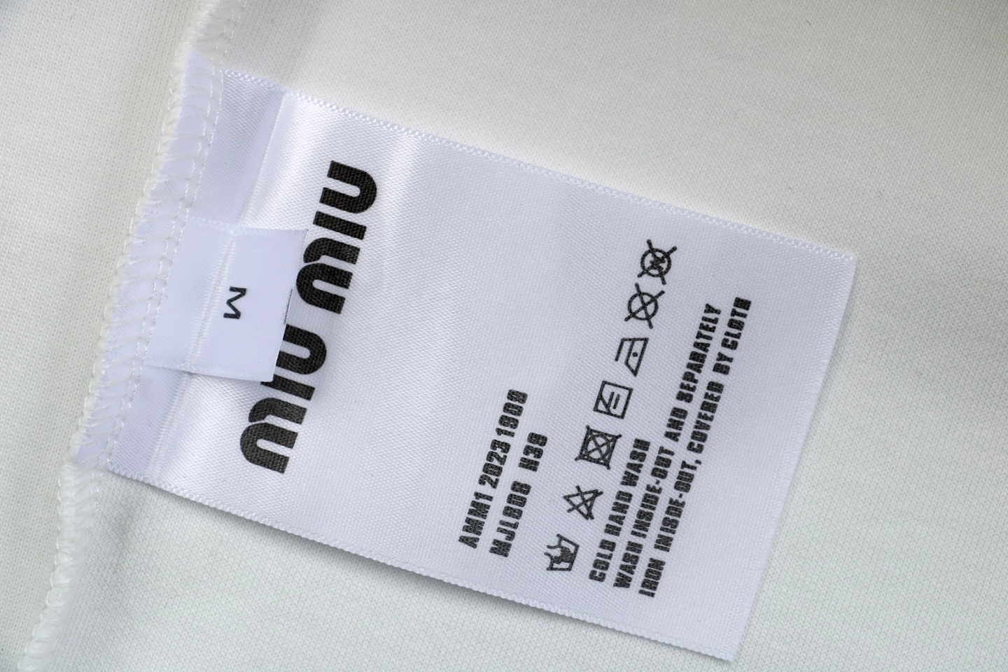 Miu Miu Tonal Beaded Logo Embroidered Sweatshirt White Wash label