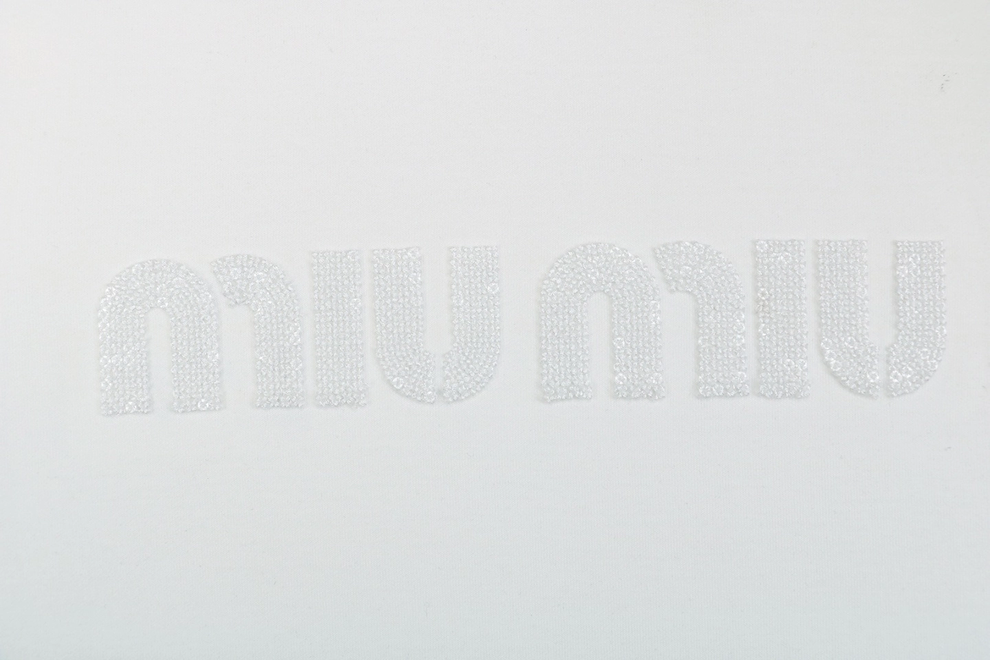 Miu Miu Tonal Beaded Logo Embroidered Sweatshirt White Brand