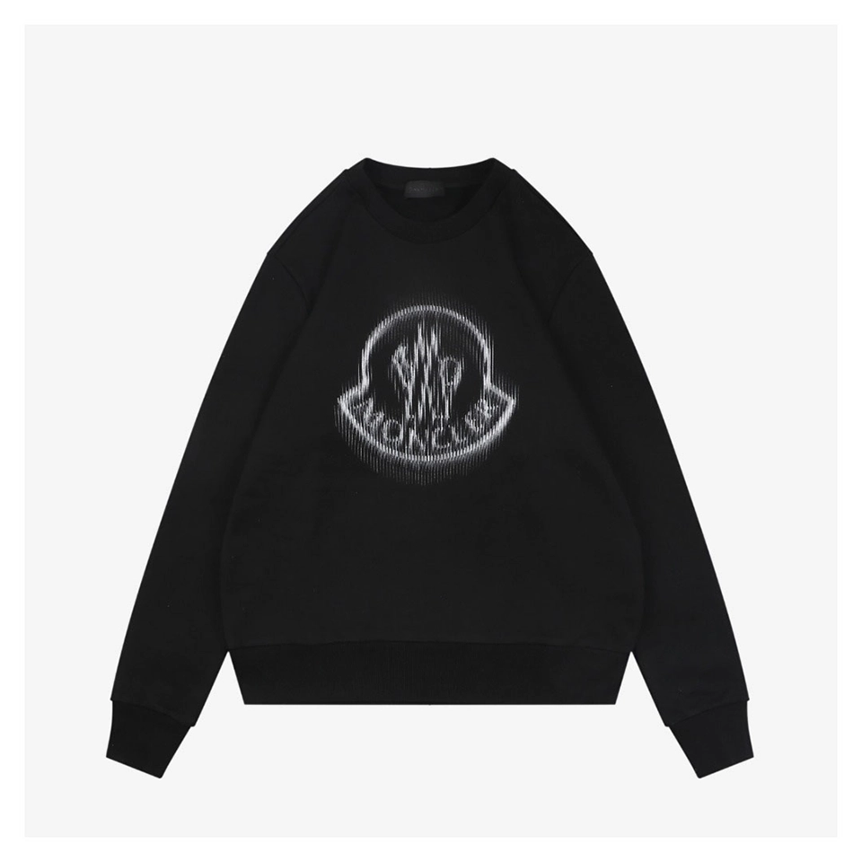Moncler 3D Puff Logo Print Crewneck Sweatshirt Black Front view