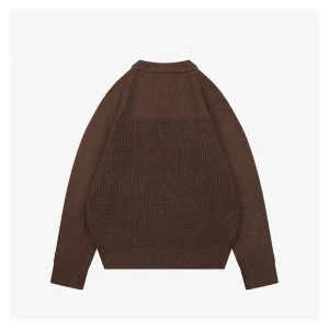 Moncler Arm Patch Zip Pocket Crew Neck Knit Sweater Back view