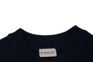 Moncler Arm Patch Zip Pocket Crew Neck Knit Sweater Black Collar