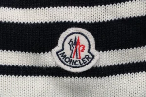 Moncler Curved Logo Crewneck Knit Arm Patch Sweater Black Brand