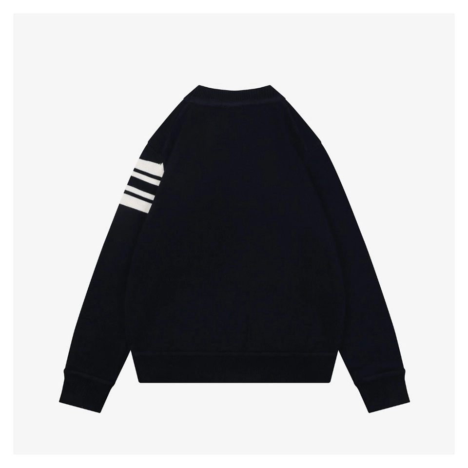 Moncler Curved Logo Crewneck Knit Arm Patch Sweater Black Back view