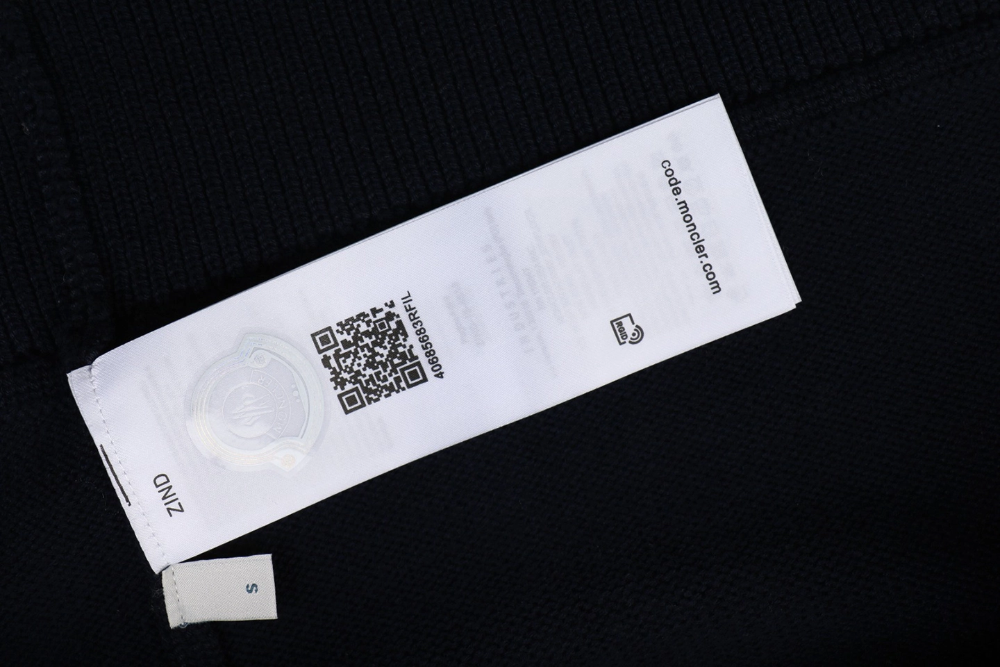 Moncler Curved Logo Crewneck Knit Arm Patch Sweater Black Wash label