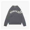 Mxxcler Curved Logo Crewneck Knit Arm Patch Sweater (Grey/Black)