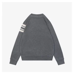 Moncler Curved Logo Crewneck Knit Arm Patch Sweater Grey Back view