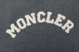 Moncler Curved Logo Crewneck Knit Arm Patch Sweater Grey Brand