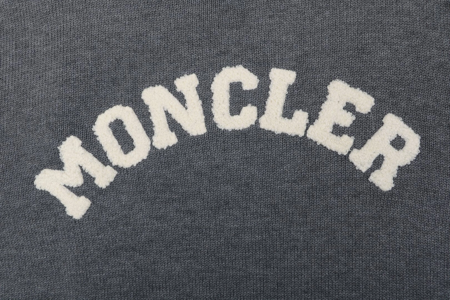 Moncler Curved Logo Crewneck Knit Arm Patch Sweater Grey Brand