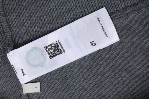 Moncler Curved Logo Crewneck Knit Arm Patch Sweater Grey Wash label