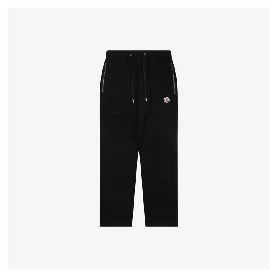 Moncler Logo Drawstring Wool-Blend Tapered Pants Black Front view