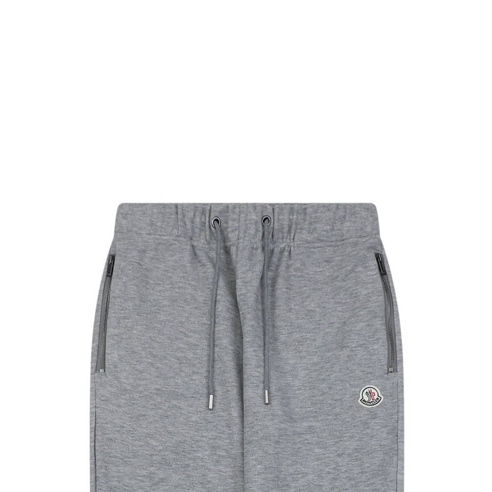 Moncler Logo Drawstring Wool-Blend Tapered Pants Grey