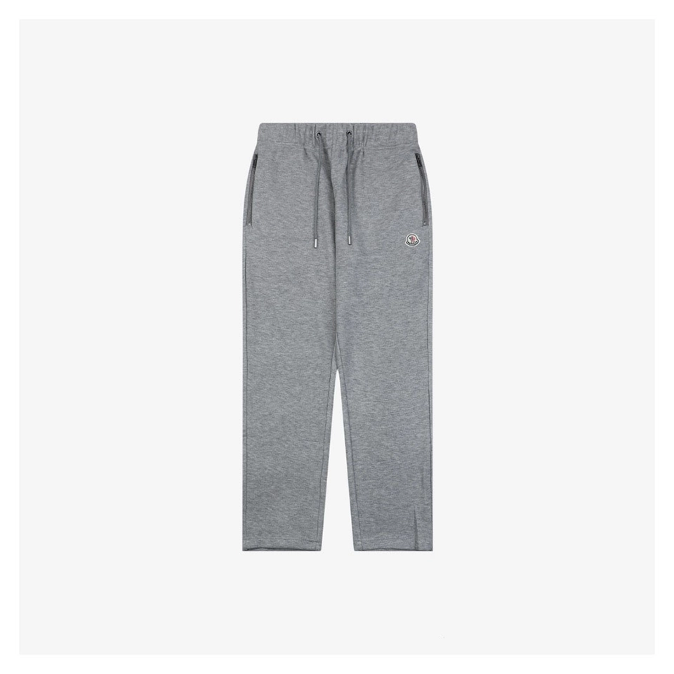Moncler Logo Drawstring Wool-Blend Tapered Pants Grey Front view