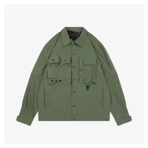 Moncler Multi-Pocket Utility Detachable Sleeve Jacket Green Front view