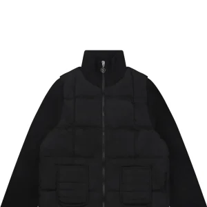 Moncler Quilted Patch Pocket Panelled Down Jacket Black