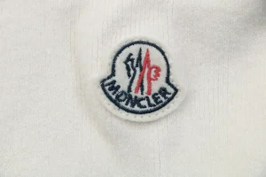 Moncler Quilted Patch Pocket Panelled Down Jacket White Brand label