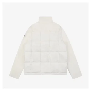 Moncler Quilted Patch Pocket Panelled Down Jacket White Back view