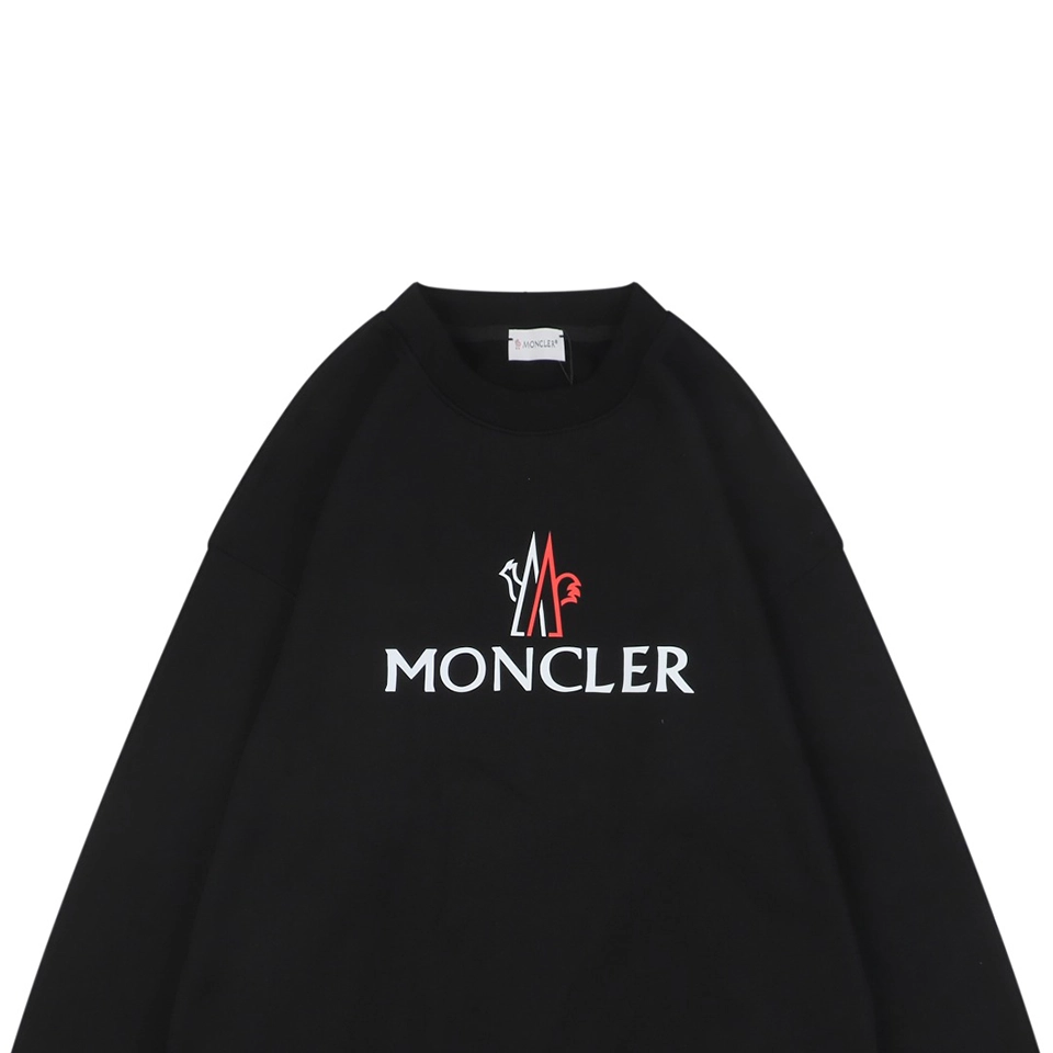 Moncler Rooster Logo M Print Crewneck Sweatshirt Black