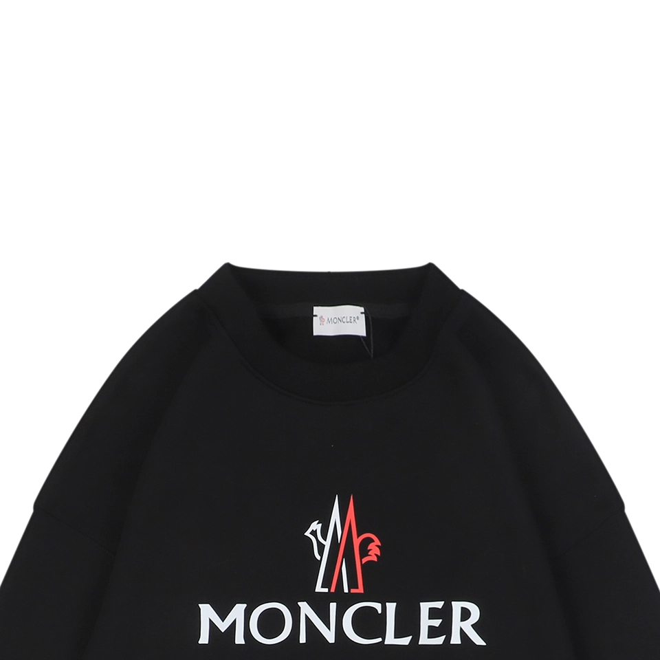Moncler Rooster Logo M Print Crewneck Sweatshirt Black