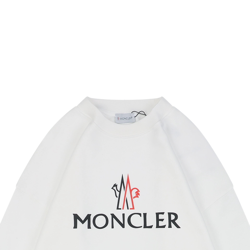 Moncler Rooster Logo M Print Crewneck Sweatshirt White
