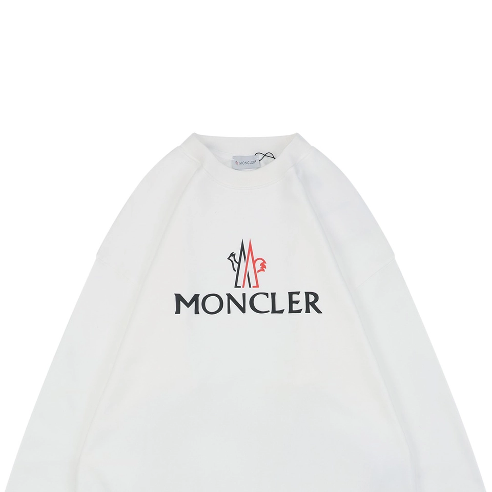 Moncler Rooster Logo M Print Crewneck Sweatshirt White