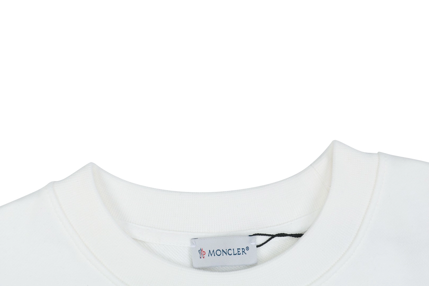 Moncler Rooster Logo M Print Crewneck Sweatshirt White Collar