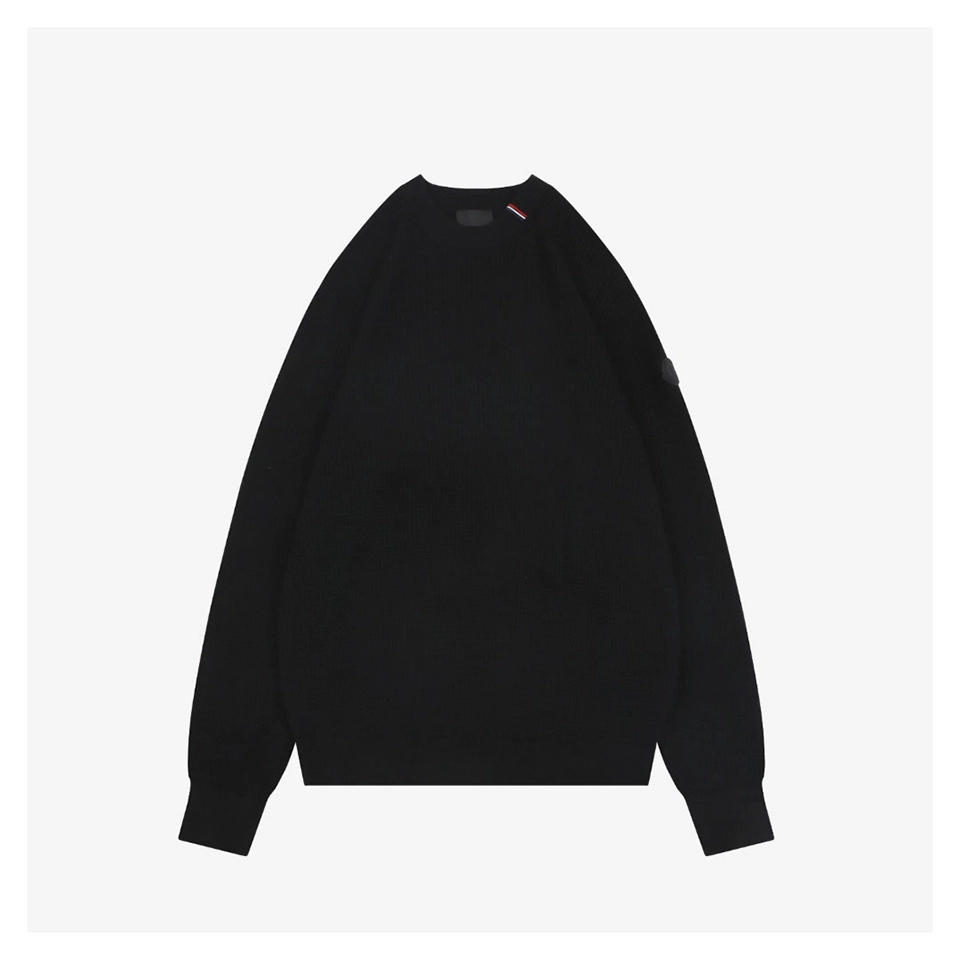 Moncler Tricolor Ribbed Collar Crewneck Knit Sweater Front view