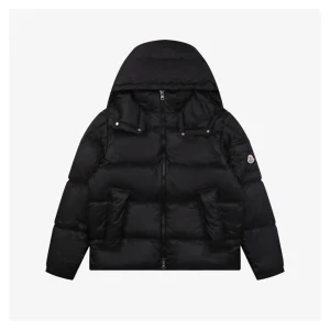 Moncler Vouyere Maya 2 Hooded Down Jacket #510 Black Front view
