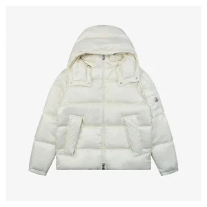 Moncler Vouyere Maya 2 Hooded Down Jacket #510 White Front view