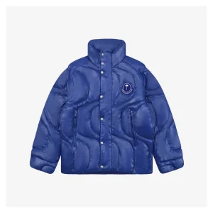 Moncler x Palm Angels Haunani Stand Collar Down Jacket Blue Front view