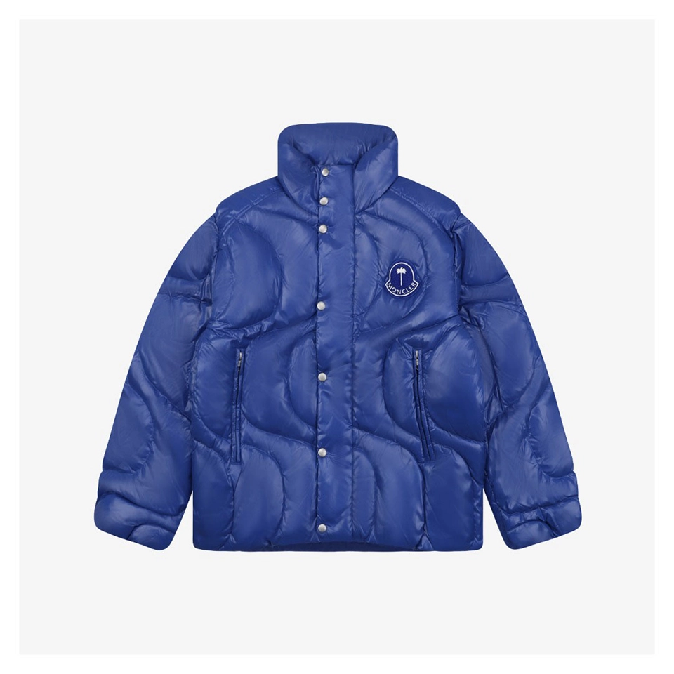 Moncler x Palm Angels Haunani Stand Collar Down Jacket Blue Front view
