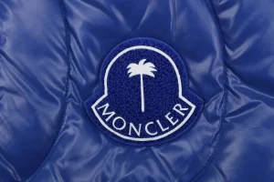 Moncler x Palm Angels Haunani Stand Collar Down Jacket Blue Brand label