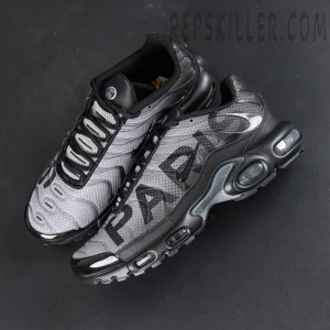 Nike Air Max Plus top view highlighting lace system and tongue detail