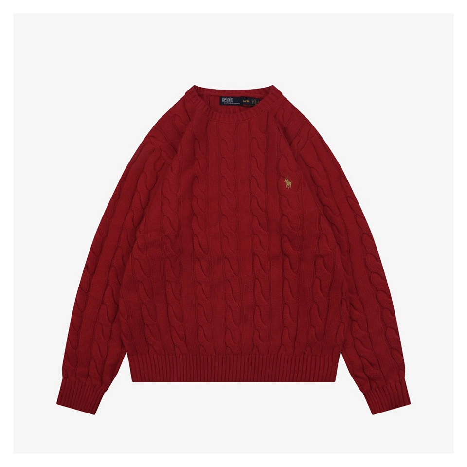 Ralph Lauren Pony Embroidered Cable-Knit Crewneck Sweater Front view