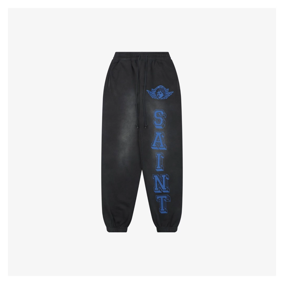 Saint Michael Angel Rebirth Vintage Distressed Print Sweatpants Front view