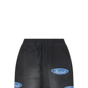 Saint Michael Blue Logo Repeated Graphic Sweatpants