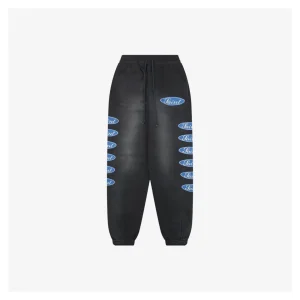 Saint Michael Blue Logo Repeated Graphic Sweatpants Front view