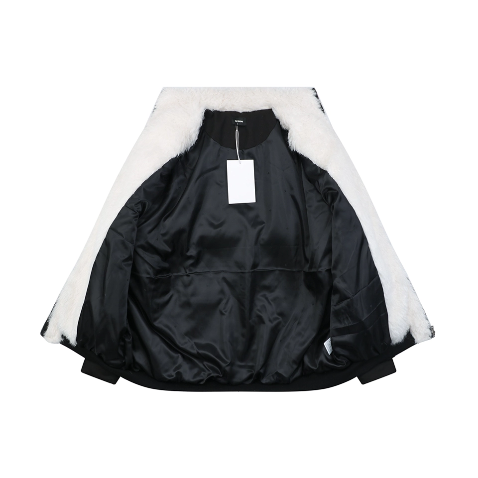 We11done Minimal Logo Shearling Collar Padded Jacket Lining