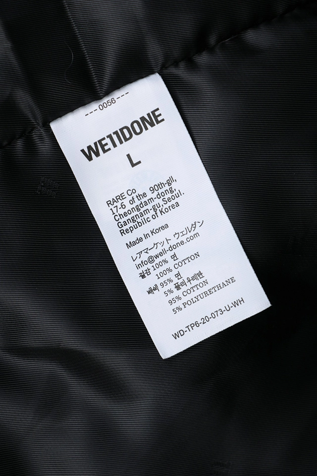 We11done Minimal Logo Shearling Collar Padded Jacket Wash label
