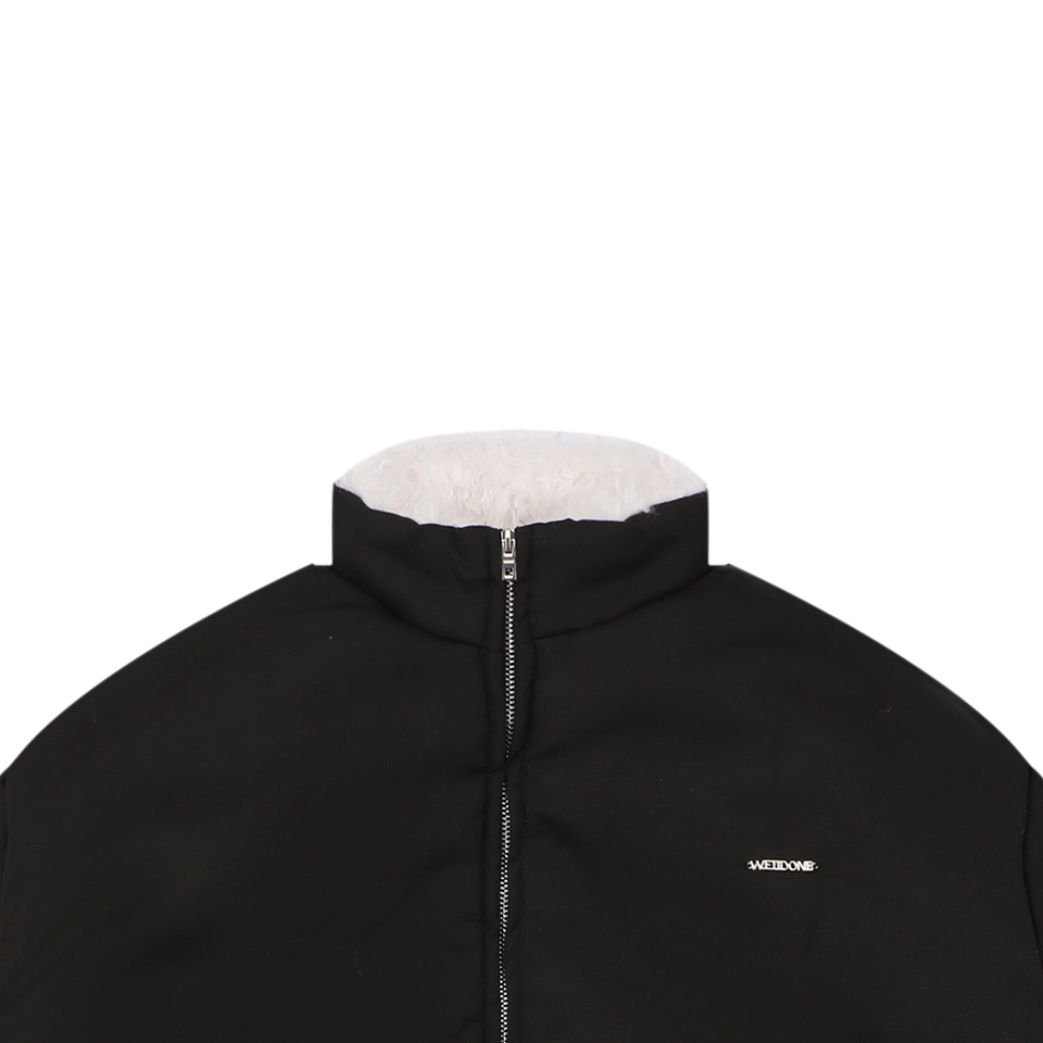 We11done Minimal Logo Shearling Collar Padded Jacket