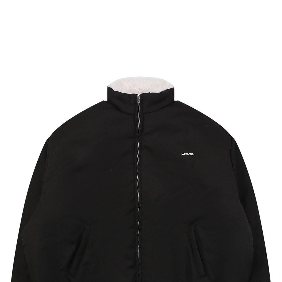 We11done Minimal Logo Shearling Collar Padded Jacket