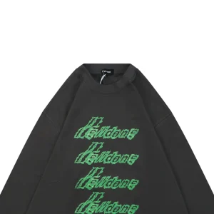 We11done Neon Green Repeated Logo Printed Shirt