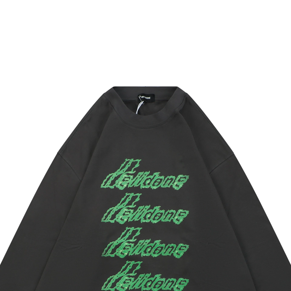 We11done Neon Green Repeated Logo Printed Shirt