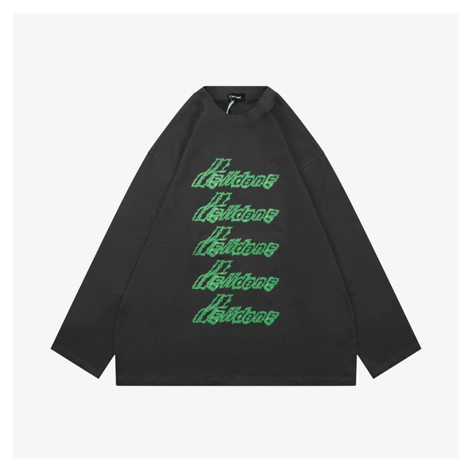 We11done Neon Green Repeated Logo Printed Shirt Front view