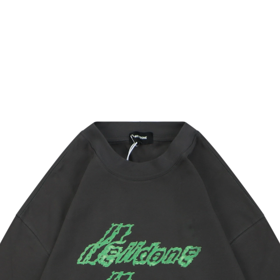 We11done Neon Green Repeated Logo Printed Shirt