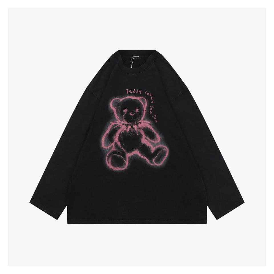 We11done Neon Outline Teddy Bear Washed Shirt Front view