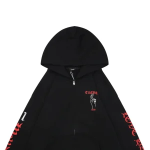 We11done Three-Eye Deer Graphic Zip-Up Hoodie